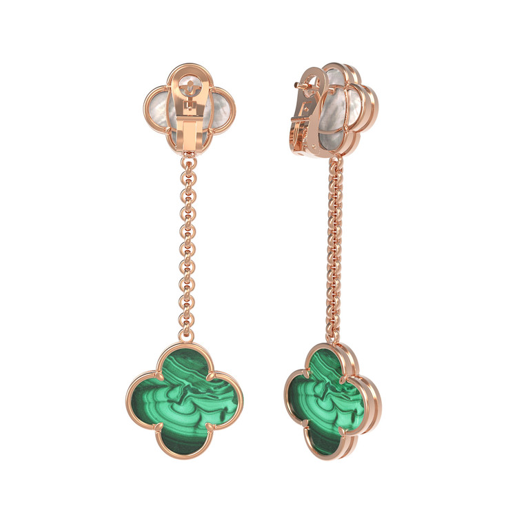 Серьги из золота c малахитом и перламутром