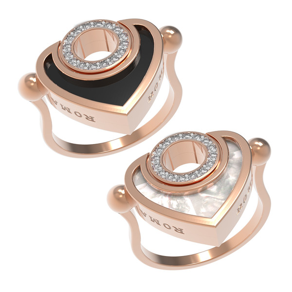 Кольцо из золота c бриллиантами, ониксом и перламутром