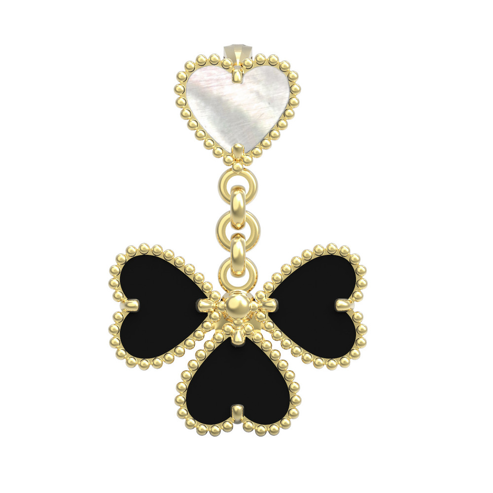 Подвеска из лимонного золота c ониксом и перламутром