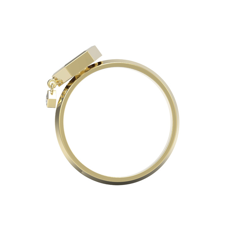 Кольцо из лимонного золота c бриллиантами и малахитом