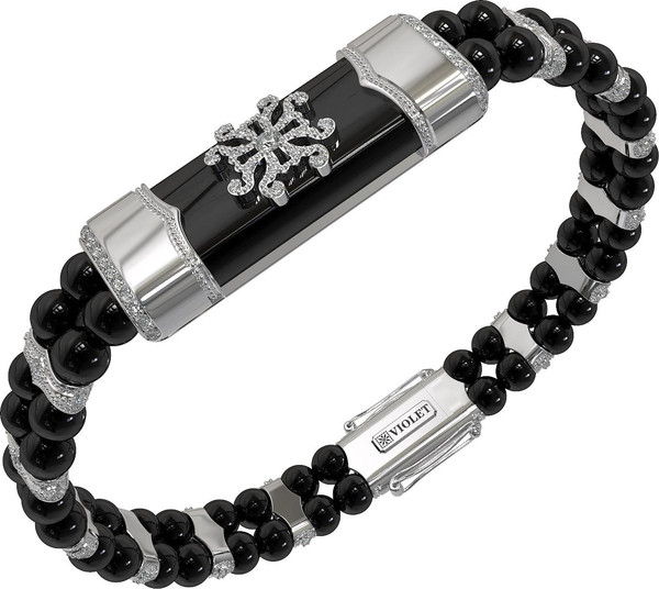 Браслет из белого золота c бриллиантами и ониксом