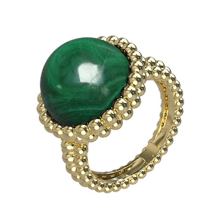 Кольцо из лимонного золота c малахитом