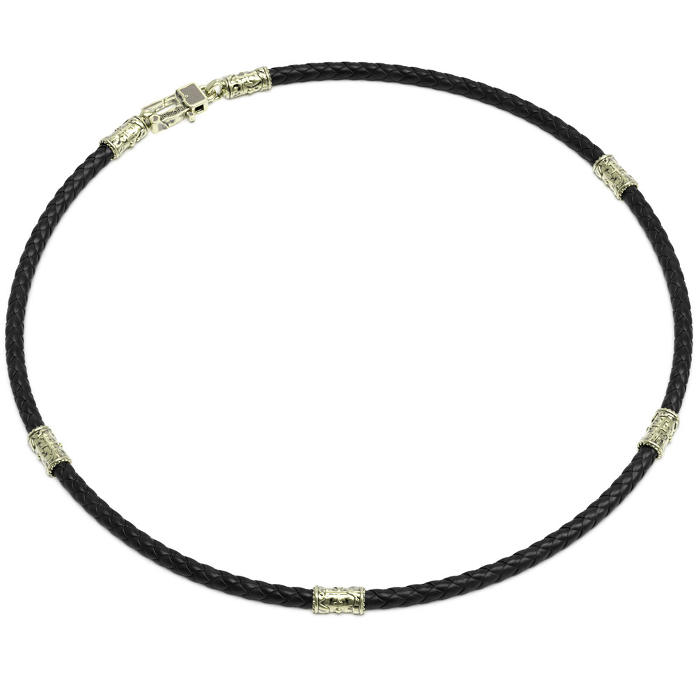 Шнурок кожаный из зелёного золота c кожаным шнурком