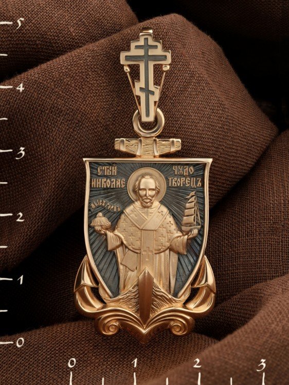 Образок из золота c эмаль