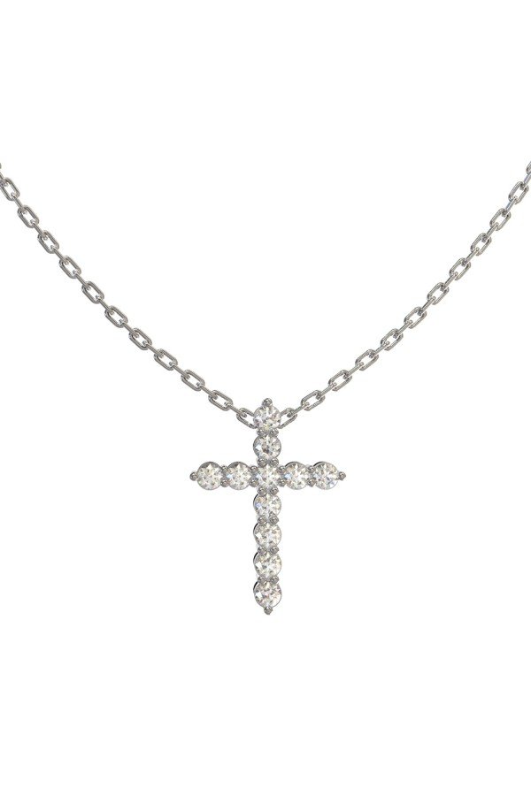 Крест из белого золота c бриллиантами