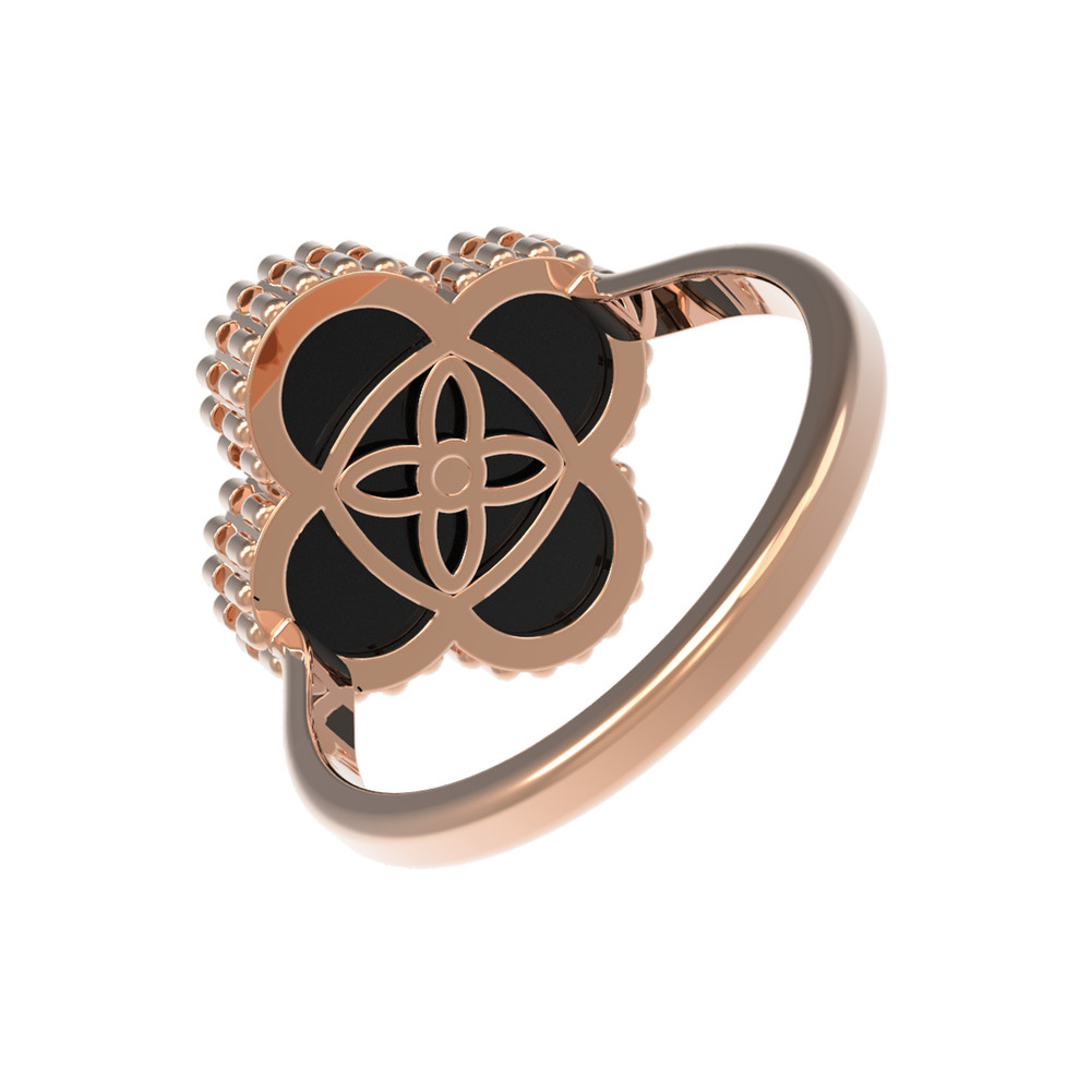 Кольцо из золота c бриллиантами и ониксом