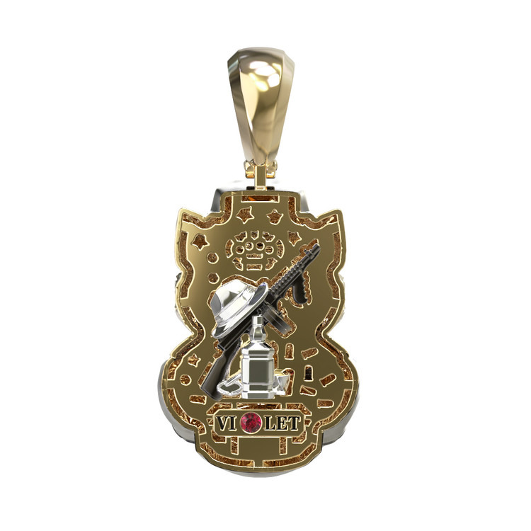 Подвеска из лимонного золота c эмаль , бриллиантами и рубином