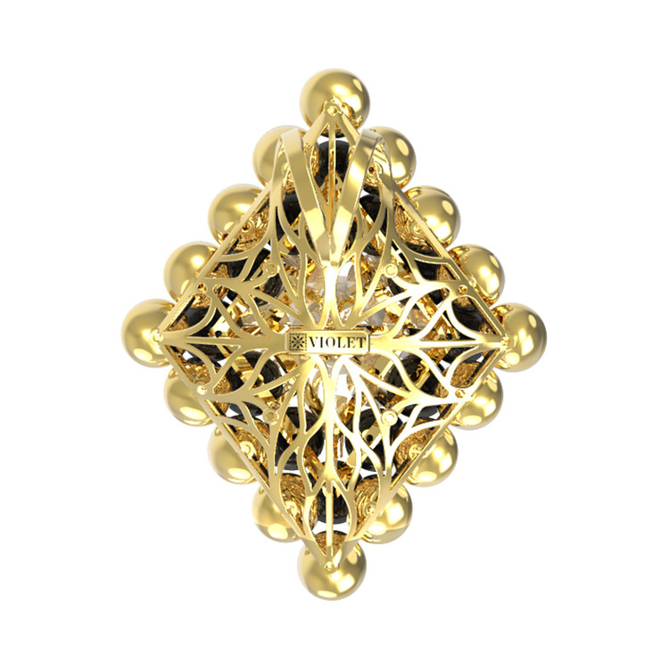 Подвеска из лимонного золота c ониксом и перламутром