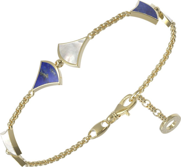 Браслет из лимонного золота c лазуритом и перламутром