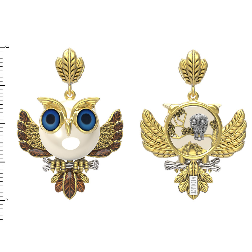 Подвеска из лимонного золота c эмаль и жемчугом