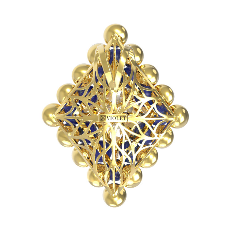 Подвеска из лимонного золота c лазуритом и перламутром