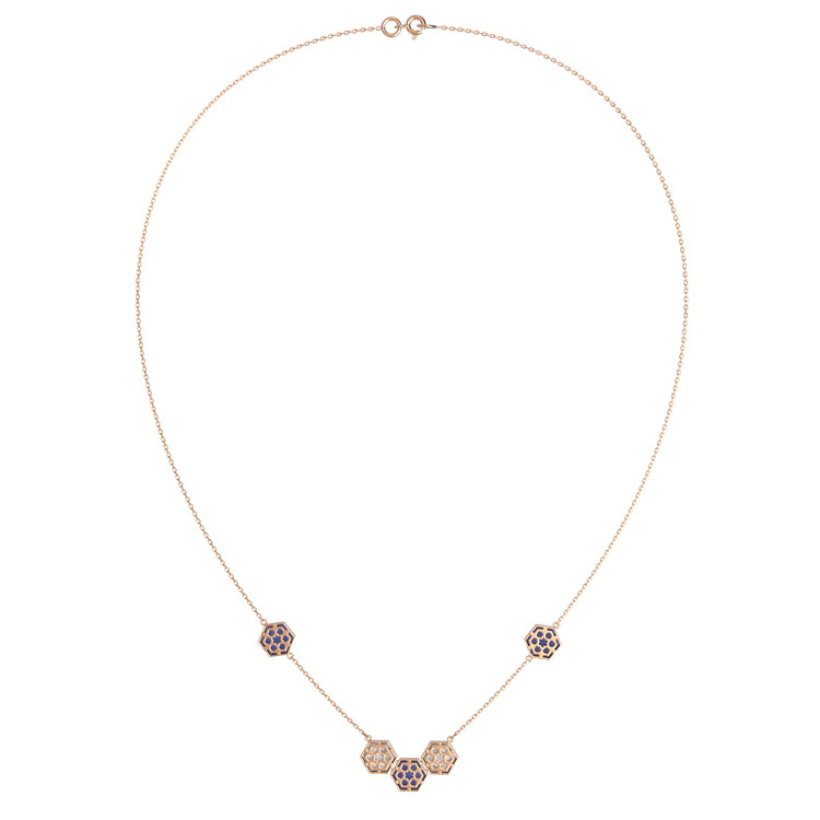 Колье из золота c лазуритом и перламутром