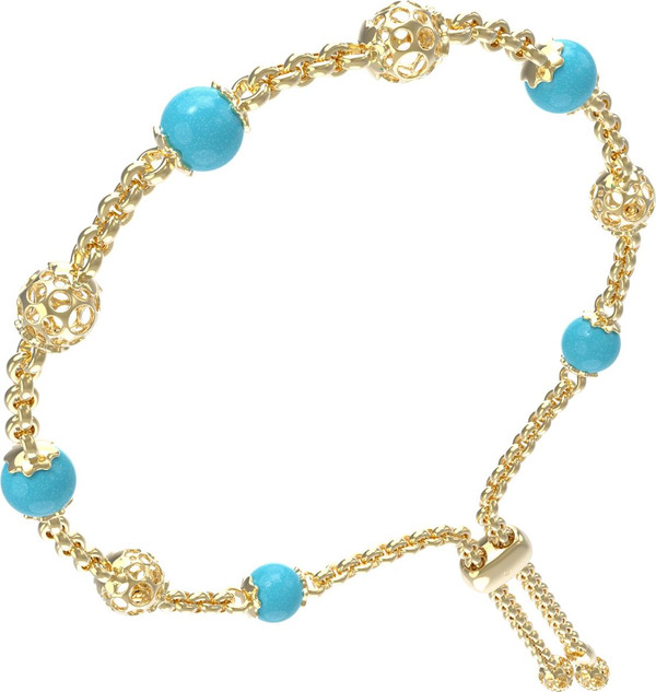 Браслет из лимонного золота c бирюзой