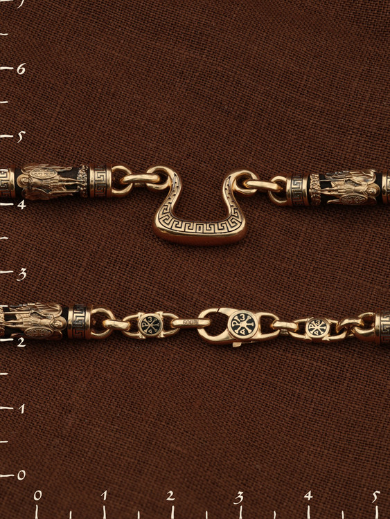 Цепь из золота c эмалью и эбеновым деревом