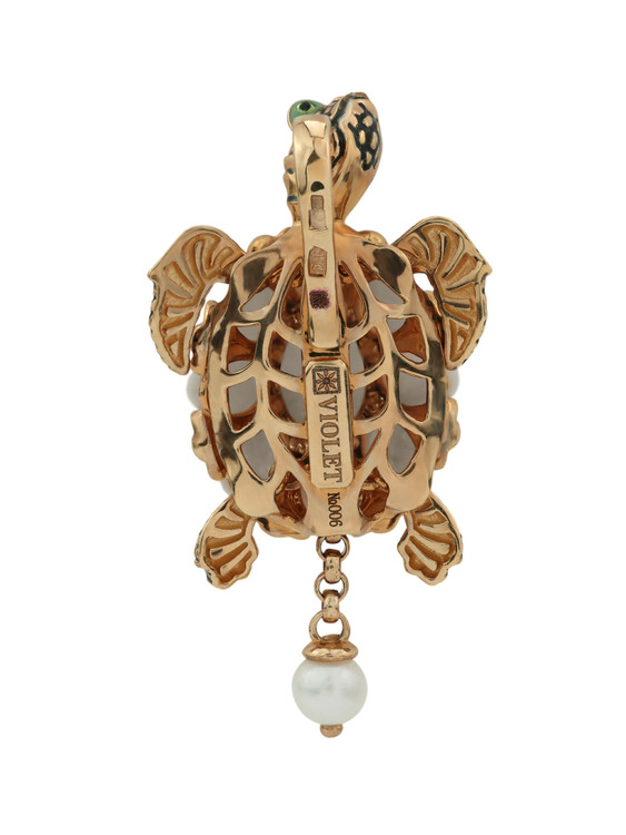 Подвеска из золота c эмаль , жемчугом и бивнем мамонта