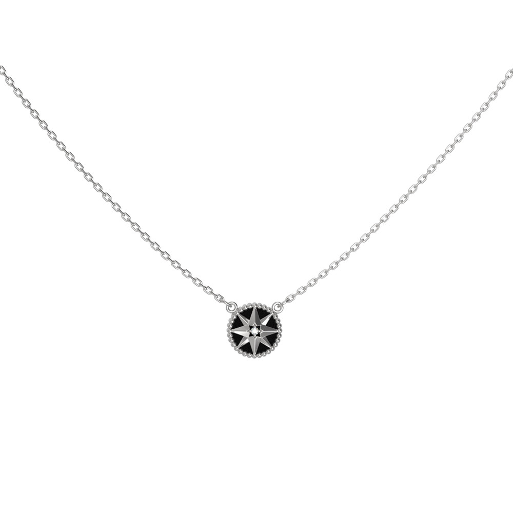 Колье из белого золота c бриллиантами и ониксом