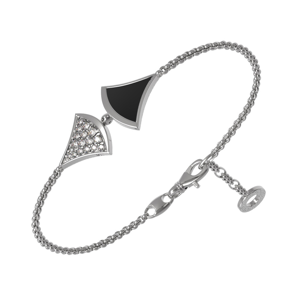 Браслет из белого золота c бриллиантами и ониксом