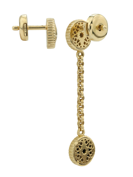 Серьги из лимонного золота c бриллиантами, ониксом и перламутром