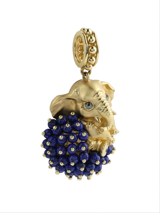 Подвеска из лимонного золота c эмаль и лазуритом