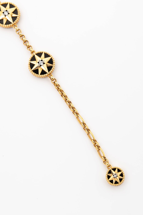 Браслет из золота c фианитом, ониксом и перламутром