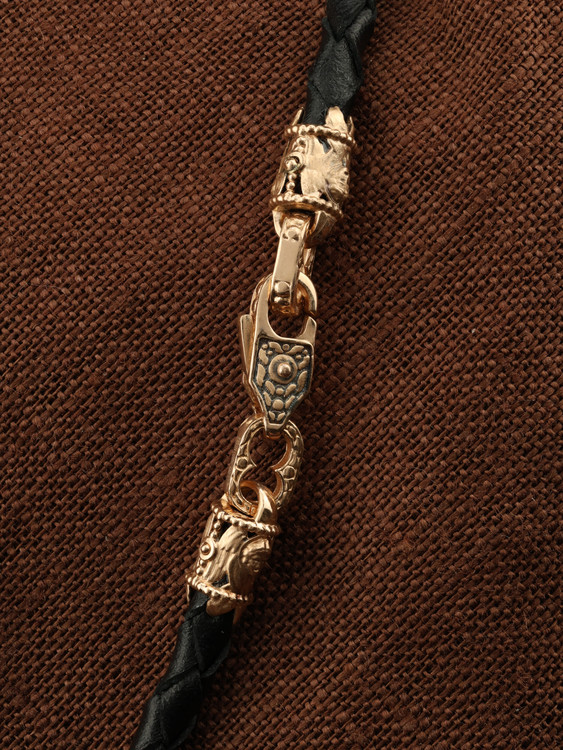 Шнурок кожаный из золота c кожаным шнурком