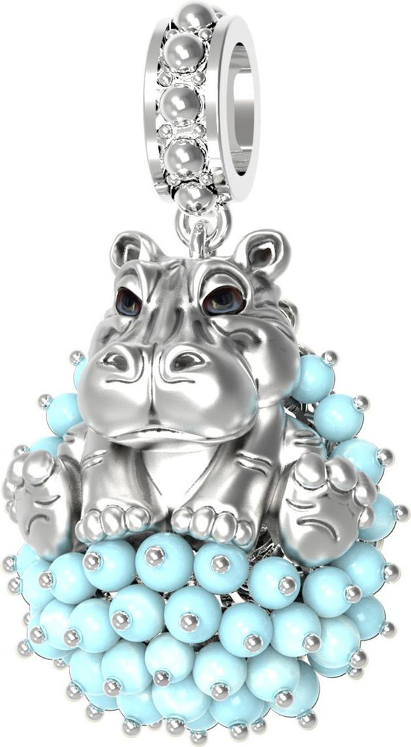 Подвеска из белого золота c эмаль и бирюзой