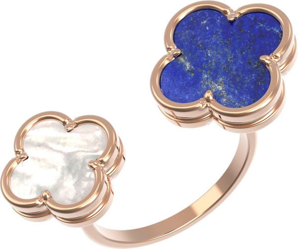 Кольцо из золота c лазуритом и перламутром