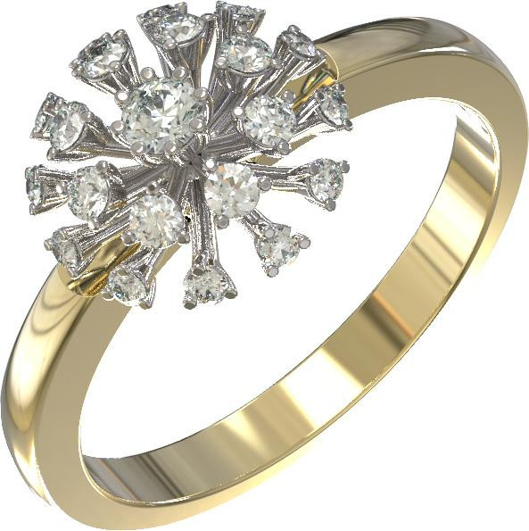 Кольцо из лимонного золота c бриллиантами