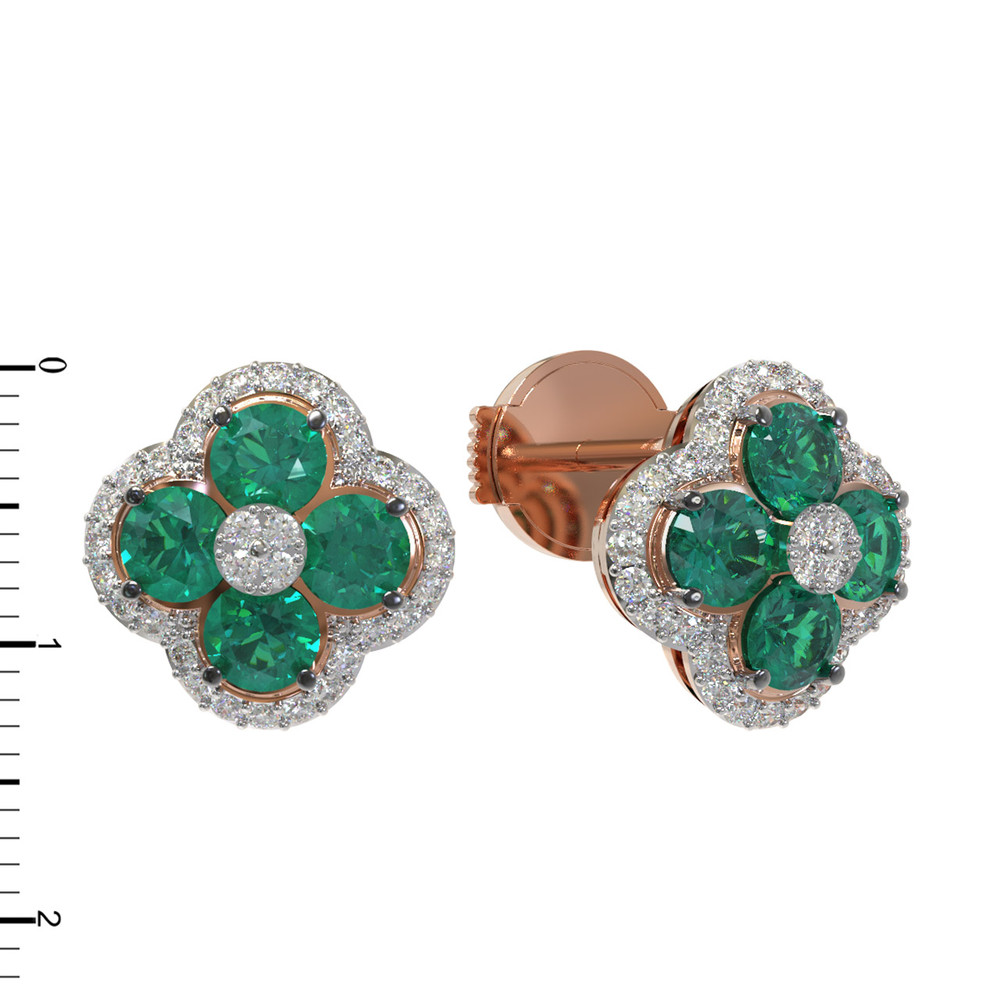 Серьги из золота c бриллиантами и изумрудом