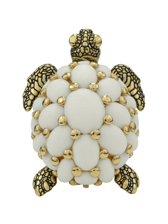 Кольцо из лимонного золота c эмаль и бивнем мамонта