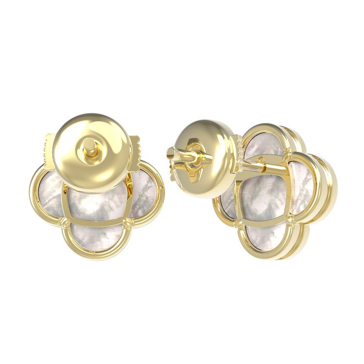 Серьги из лимонного золота c перламутром