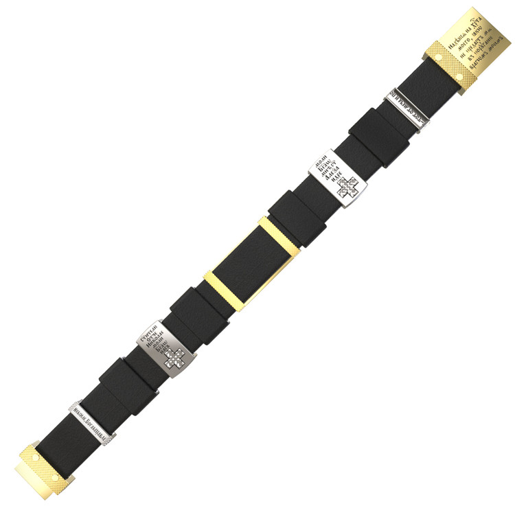 Браслет из лимонного золота c кожаным шнурком