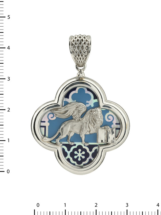 Подвеска из белого золота c эмаль и перламутром