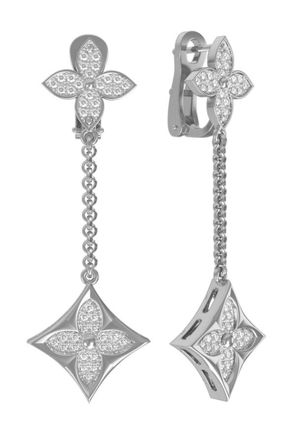 Серьги из белого золота c бриллиантами