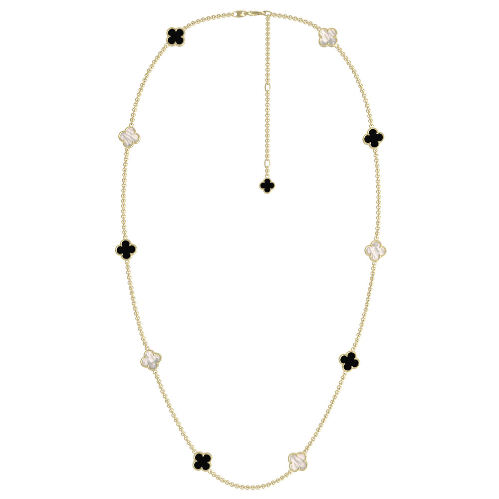 Колье из лимонного золота c ониксом и перламутром
