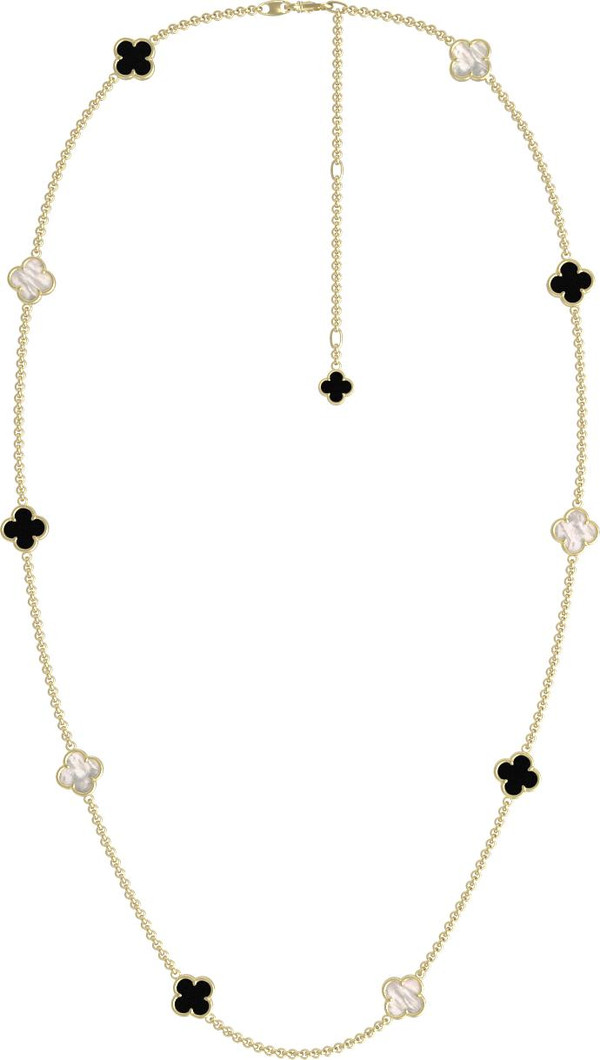 Колье из лимонного золота c ониксом и перламутром