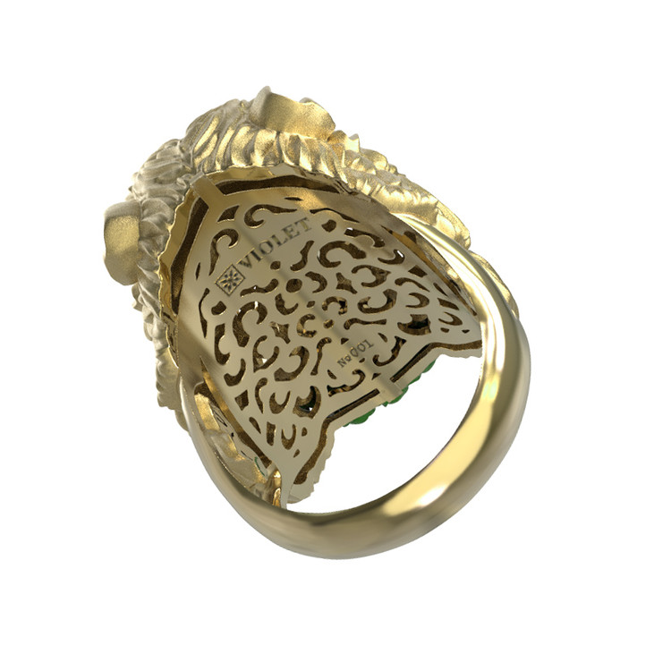 Кольцо из лимонного золота c эмаль