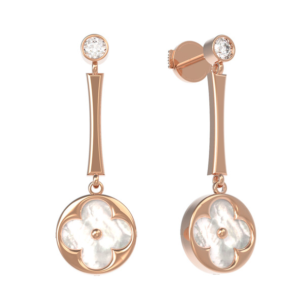 Серьги из золота c фианитом и перламутром