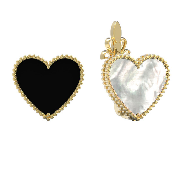 Серьги из лимонного золота c ониксом и перламутром