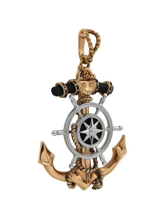 Подвеска из золота c ониксом и эбеновым деревом