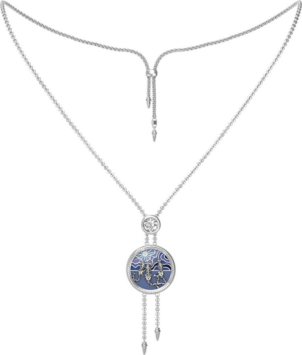 Колье из белого золота c эмаль