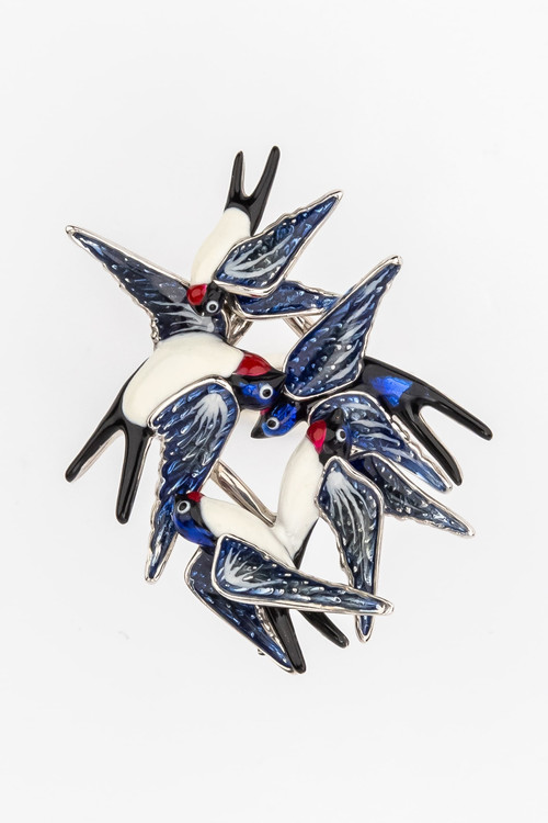 Кольцо из белого золота c эмалью