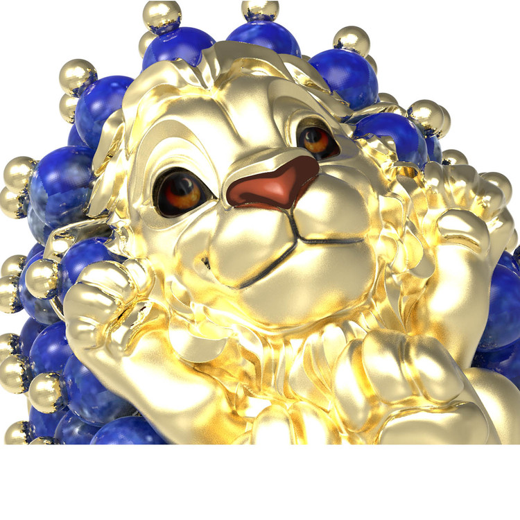 Кольцо из лимонного золота c эмалью и лазуритом