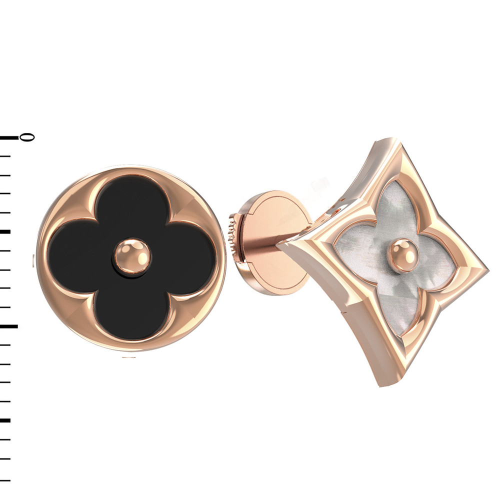 Серьги из золота c ониксом и перламутром