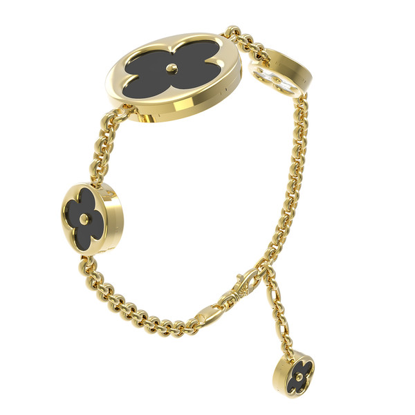 Браслет из лимонного золота c ониксом и перламутром