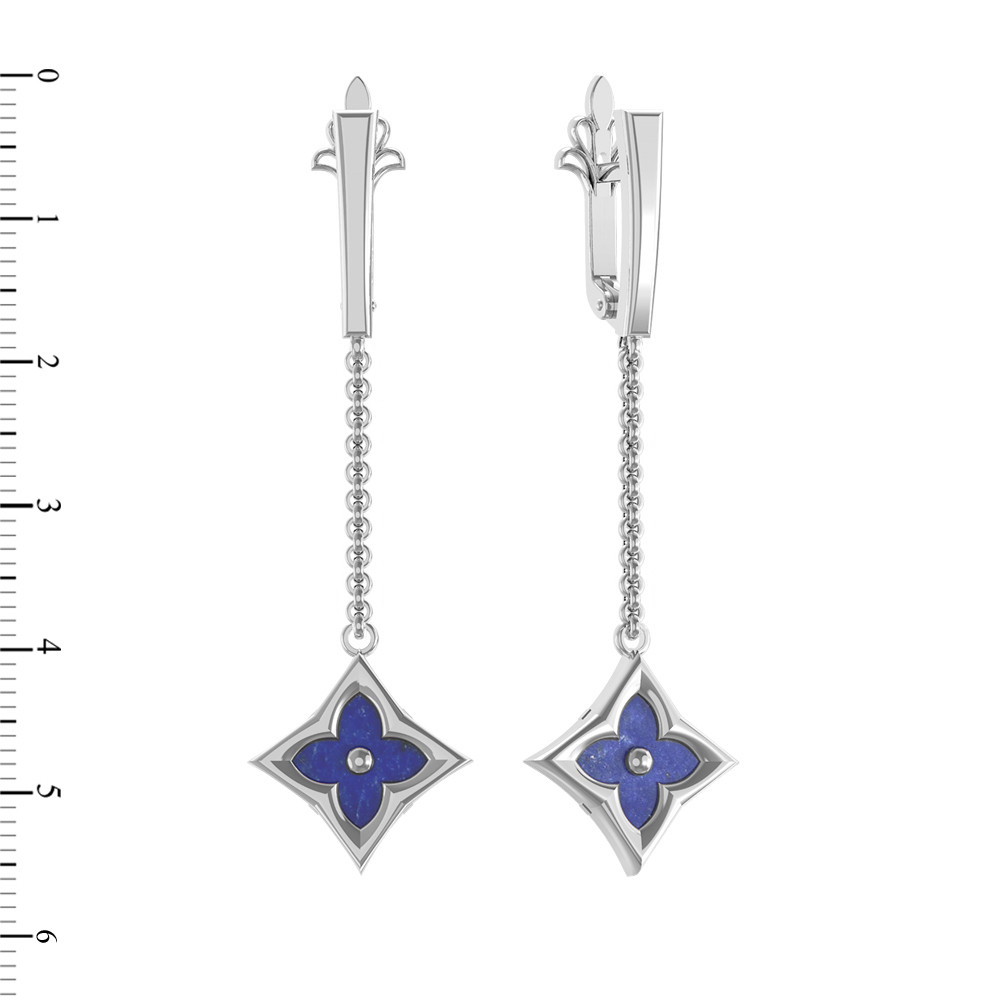 Серьги из белого золота c лазуритом