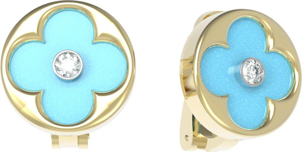 Серьги из лимонного золота c бриллиантами и бирюзой