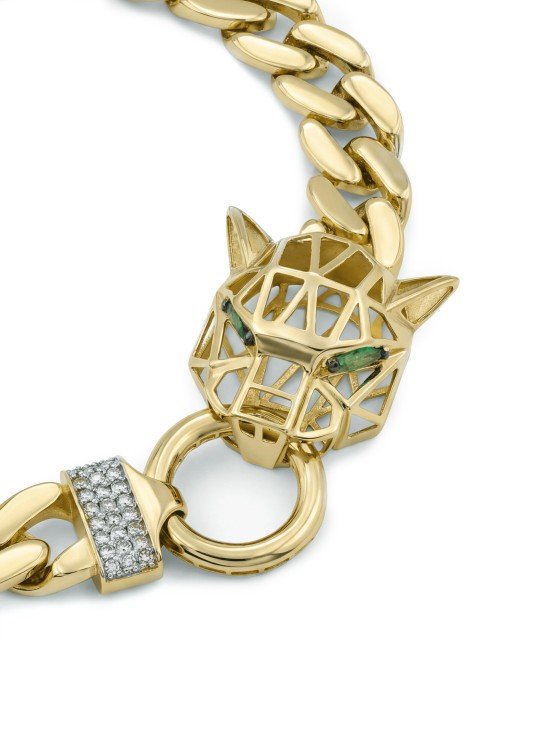 Браслет из лимонного золота c бриллиантами и изумрудом