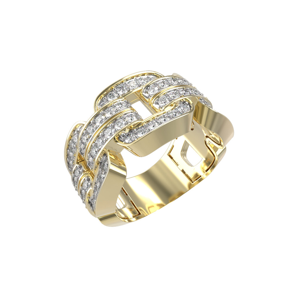 Кольцо из лимонного золота c бриллиантами