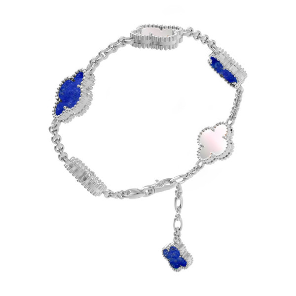 Браслет из белого золота c лазуритом и перламутром